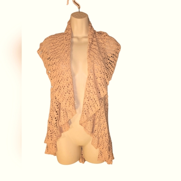 Elegant Crochet Open-Front Vest, Size Small, EUC - Picture 1 of 5
